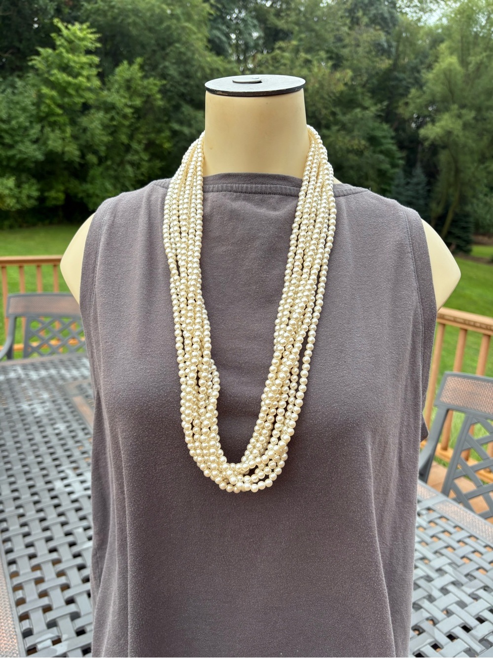 Multi-Strand Ivory Pearl Necklace - Classic Women’s Jewelry